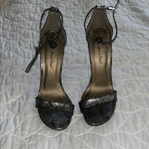 Michael Antonio Metallic Gunmetal Ankle-Strap Heels